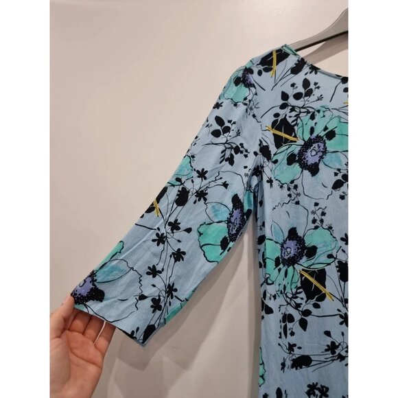 Wishbone light blue/multicolor floral print midi dress with pockets size 10 - Picture 3 of 8